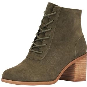 TOMS Evelyn Enkellaars met vetersluiting voor dames, Olive Night Suede, 40 EU