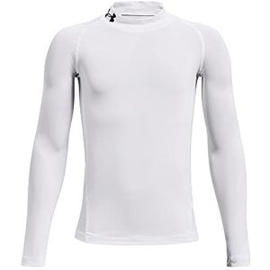 Under Armour Jongens UA HG Armour Mock LS T-shirt, wit/zwart (100), YSM