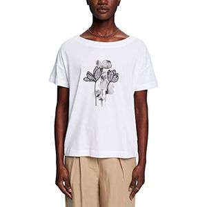ESPRIT Collection T-shirt met borduurwerk, Tencel™, wit, S