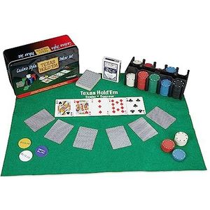 Relaxdays Pokerset - Grote pokerset met 200 chips, speelmat en kaartspellen