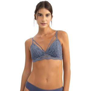 DeFacto Damesbeha - met beugel voor ondersteuning - push-up voor beugel - beha dames met beugel - damesbeha push-up zonder beugel., blauw, S