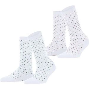 ESPRIT Dames Sokken Fine Dot 2-Pack W SO Katoen Gedessineerd Multipack 2 Paar, Veelkleurig (White 0030), 39-42