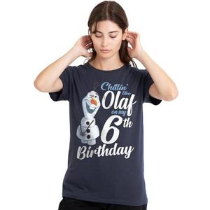 mandarin creative ltd Frozen Chillin Like Olaf 6e verjaardag dames T-shirt, diep marineblauw, medium, Diepe marine, M