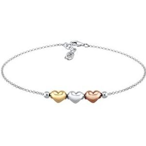 Elli Dames sieraden armband schakelarmband hart liefde vriendschap liefdesbewijs tricolor zilver 925 rosé verguld lengte 16 cm