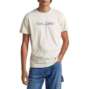 Pepe Jeans Keegan T-shirt voor heren, Beige (Ivoor), XXL