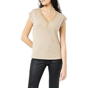 Morgan T-shirt met korte mouwen en nekband, Beige (stopverf), S