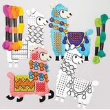 Baker Ross Lovely Llama Colour-in Cross Stitch Kits — Ideaal voor kinderen kunst en ambachten, educatief speelgoed, geschenken, aandenken en meer (5 Pack), AT510