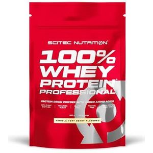 Scitec Nutrition 100% Whey Protein Professional met extra aminozuren en spijsverteringsenzymen, glutenvrij, 500 g, Vanille-Bessen