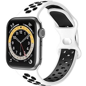 Compatibel met Apple Watch armband 38 mm, 40 mm, 41 mm, reservearmband compatibel met iWatch serie 7 (41 mm) SE serie 6/5/4 (40 mm), serie 3/2/1 (38 mm), zwart en wit, Eén maat