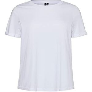 VERO MODA CURVE Dames VMPAULA S/S Curve T-shirt, Helder Wit, S-42/44, wit (bright white), 42/44 Grote maten