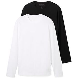 TOM TAILOR T-shirt met lange mouwen voor heren, 29999 - Black, S