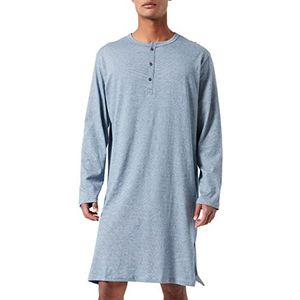 Schiesser Nachthemd voor heren, lange pyjama-top, blauw gemêleerd, 48