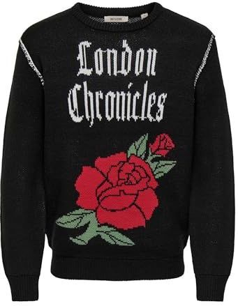 Only & Sons Trui 'ONSPALE'  lichtgroen / rood / zwart