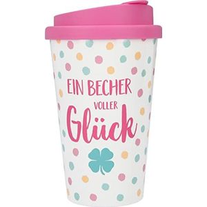 Depesche 2180-056 - To Go Mok van kunststof met spreuk, 350 ml, herbruikbaar, A Mug Full of Happiness