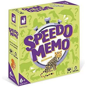 Janod - Speedo Memo Dieren �– gezelschapsspel voor kinderen – geheugen- en snelheidsspel – sfeerspel voor 2 tot 6 spelers – 56 kaarten – Franse taal – vanaf 6 jaar, J02461