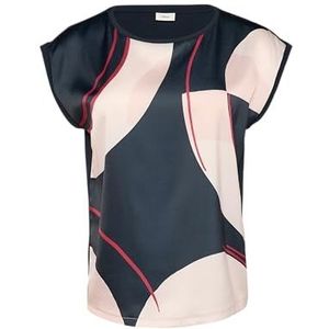 Mouwloos shirt in stofmix, Donkerblauw, 36