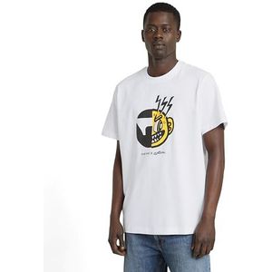 G-STAR RAW Heren Face Cartoon Loose R T T-shirt, Wit Wit D25701 C336 110, M