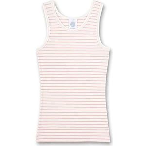 Sanetta Meisjes-onderhemd roze gestreept | Hoogwaardig onderhemd voor meisjes van een katoenmix. |Ondergoed voor meisjes maat, wit pebble, 104 cm