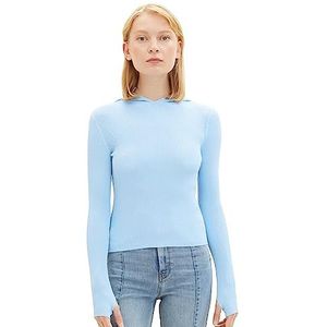 TOM TAILOR Denim Dameshoodie met geribbelde structuur, 11139-soft Charming Blue, L
