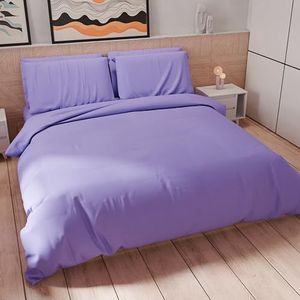 PETTI Artigiani Italiani - Dekbedovertrek voor Frans bed, dekbedovertrek en kussenslopen van microvezel, effen, paars, 100% Made in Italy