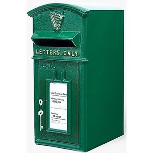 ACL Ierse groene brievenbus met slot, wandbevestiging/pilaarbevestiging, brievenbus, afsluitbare verzenddoos, duurzame gietijzeren postbus
