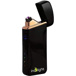 inolight CL 6, stormbestendige USB-lichtboogaansteker met led-laadniveau-indicator in hoogwaardige behuizing (USB, oplaadbaar, accu, vlamloze aansteker) zwart, (B x H x D) 32 x 78 x 13 mm