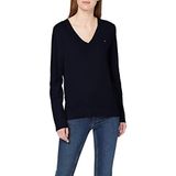 Tommy Hilfiger Heritage V-Nk Gebreide damestrui met V-hals, Midnight, XS