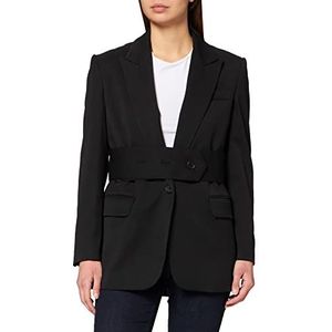 IPEKYOL Dames gevoerd dikke riem gedetailleerde casual blazer, zwart, 38