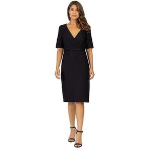 ApartFashion Gebreide zakelijke jurk voor dames met twee rijen, Donkerblauw, 40