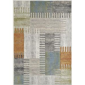 -LUXOR- living Torrent modern laagpolig tapijt, abstract patroon, patchwork-design, hoge dieptestructuur, kleur: blauw-multi 2, afmetingen: 120 x 170 cm