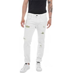 Replay Anbass Slim Fit Broken Edge Jeans voor heren, Optical White 001, 29W / 30L