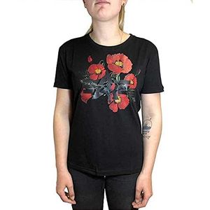 ALPHA INDUSTRIES Dames Flower Logo T-Shirt Wmn Black, zwart, XS