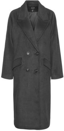 Vero Moda - HARPER - Lange Wollen Jas - Mêlee - Relaxed Fit - Dubbele Knoopsluiting