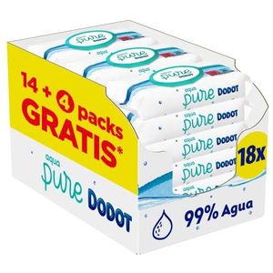 Dodot Aqua Pure babydoekjes, 99% water, 864 doekjes, 18 verpakkingen (18 x 48)
