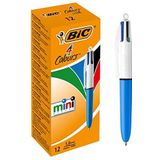 BIC 4 Colours Mini Balpennen met Kliksysteem Medium Punt (1,0 mm) - Doos van 12 Stuks