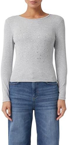 comma casual identity - Longsleeve - Grey melange - Met Glitterstenen - Viscose