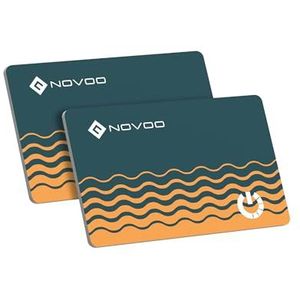 NOVOO Apple Find My Tracker-kaart, portemonnee, 2 stuks, ultradun, 1,6 mm, batterij 6 jaar, IP68 waterdicht, 80 dB alarm, bluetooth-tracker voor portemonnee, bagage