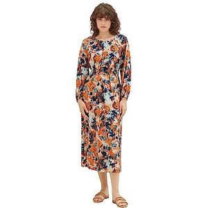 TOM TAILOR Damesjurk, 32367 - Grijs Oranje Tie Dye Bloemen, 42