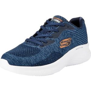 Skechers Skech-Lite Pro Faregrove, herensneakers, marineblauw, rond gebreid, synthetische sinaasappelversiering, 46 EU