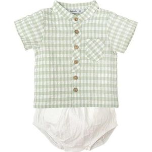 BABIDU Uni Baby Conjunto voor baby's van Bebé Y, Niño, Camisa, Manga, Corta A, Cuadros Con Bolsillo Y Botones de Madera Set, groen, 24 Maanden