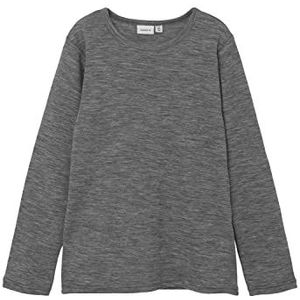 Bestseller A/S Jongens NKMWANG Wool Rib LS TOP XXIII shirt met lange mouwen, donkergrijs melange, 122/128, dark grey melange, 122/128 cm