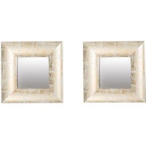 belssia spiegel, hout, goud en zilver, 38 x 2,5 x 38 cm