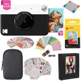KODAK Printomatic Instant Camera (zwart) geschenkbundel + Zink Papier (20 vellen) + Deluxe Case + 7 leuke stickersets + Twin Tip Markers + fotoalbum + hangende lijsten.