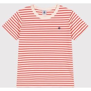 Petit Bateau - Katoenen T-shirt - Grijsrood - Gestreept - Korte Mouwen