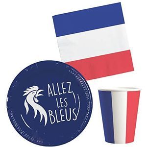 Boland - Frankrijk partyset, papieren borden, papieren bekers, papieren servetten, Allez le Bleus, WK