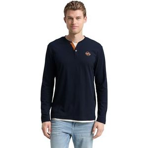 TOM TAILOR T-shirt met lange mouwen voor heren, 10668 - Sky Captain Blue, XXL