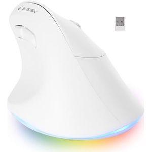 Bluestork - Draadloze Muis - Wit - Ergonomisch Ontwerp - 6 Toetsen - Bluetooth/USB