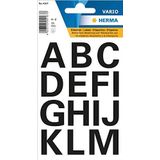 HERMA 4167 letterstickers A - Z, weerbestendig (lettergrootte 25 mm, 2 velles, folie) zelfklevend, permanent klevende alfabet stickers, 30 etiketten, transparant/zwart