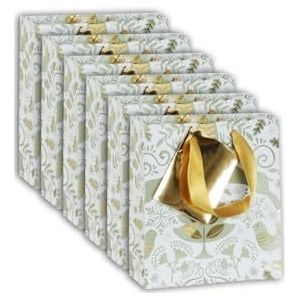 Clairefontaine 212892Cpack – een set van 5 kleine premium geschenkzakjes – formaat – 12 x 4,5 x 13,5 cm – 170 g – motief: gouden sterren op groene achtergrond – ideaal voor: parfum, boek, zakje,