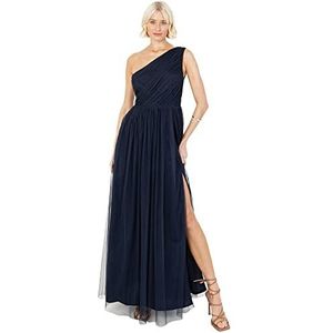 Anaya with Love Dames Maxi Een Koude Schouder Jurk met Split Mouwloos Prom Bruiloft Gast Bruidsmeisje Balavondjurk, Donkerblauw, 36